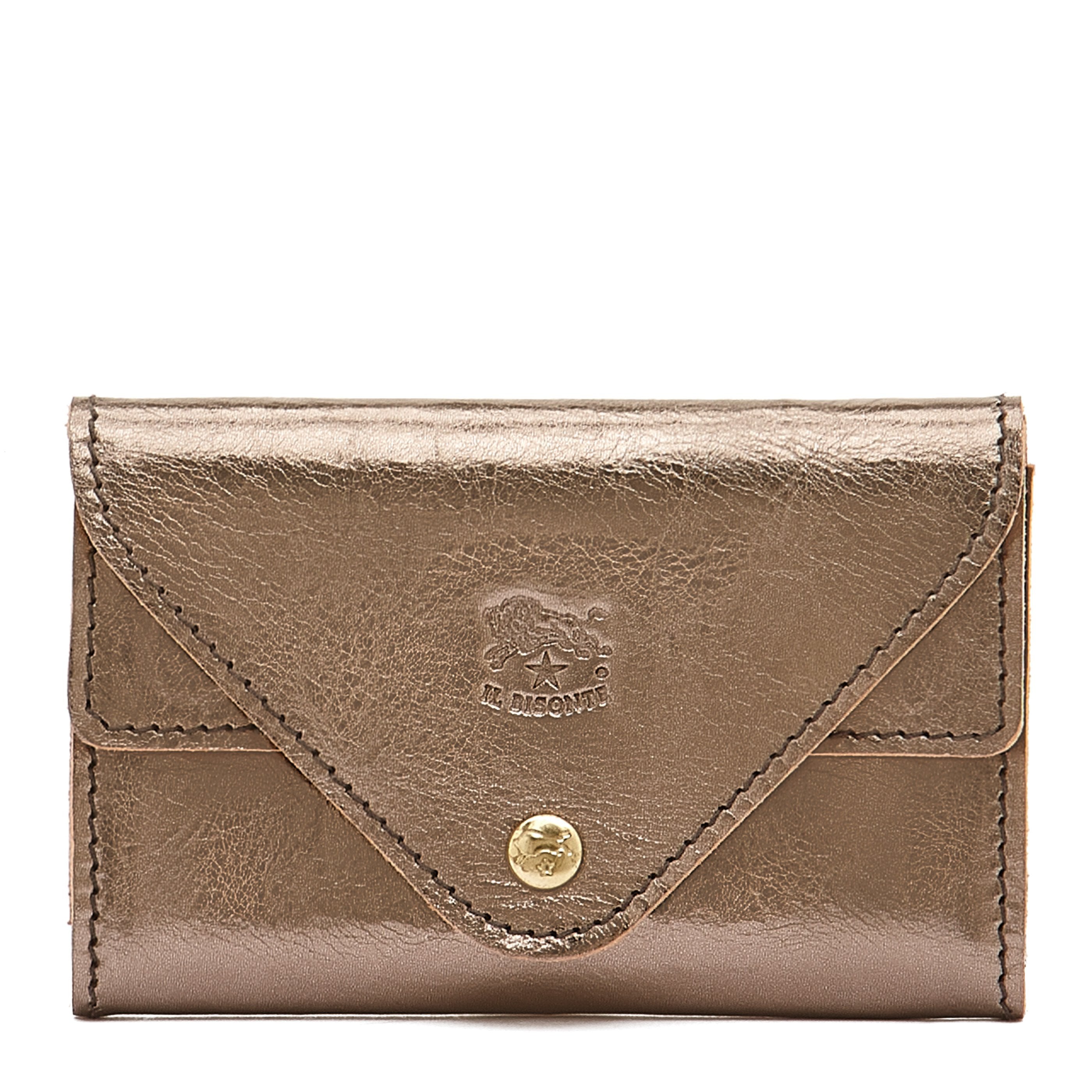 Uffizi | Card case in metallic leather color metallic bronze