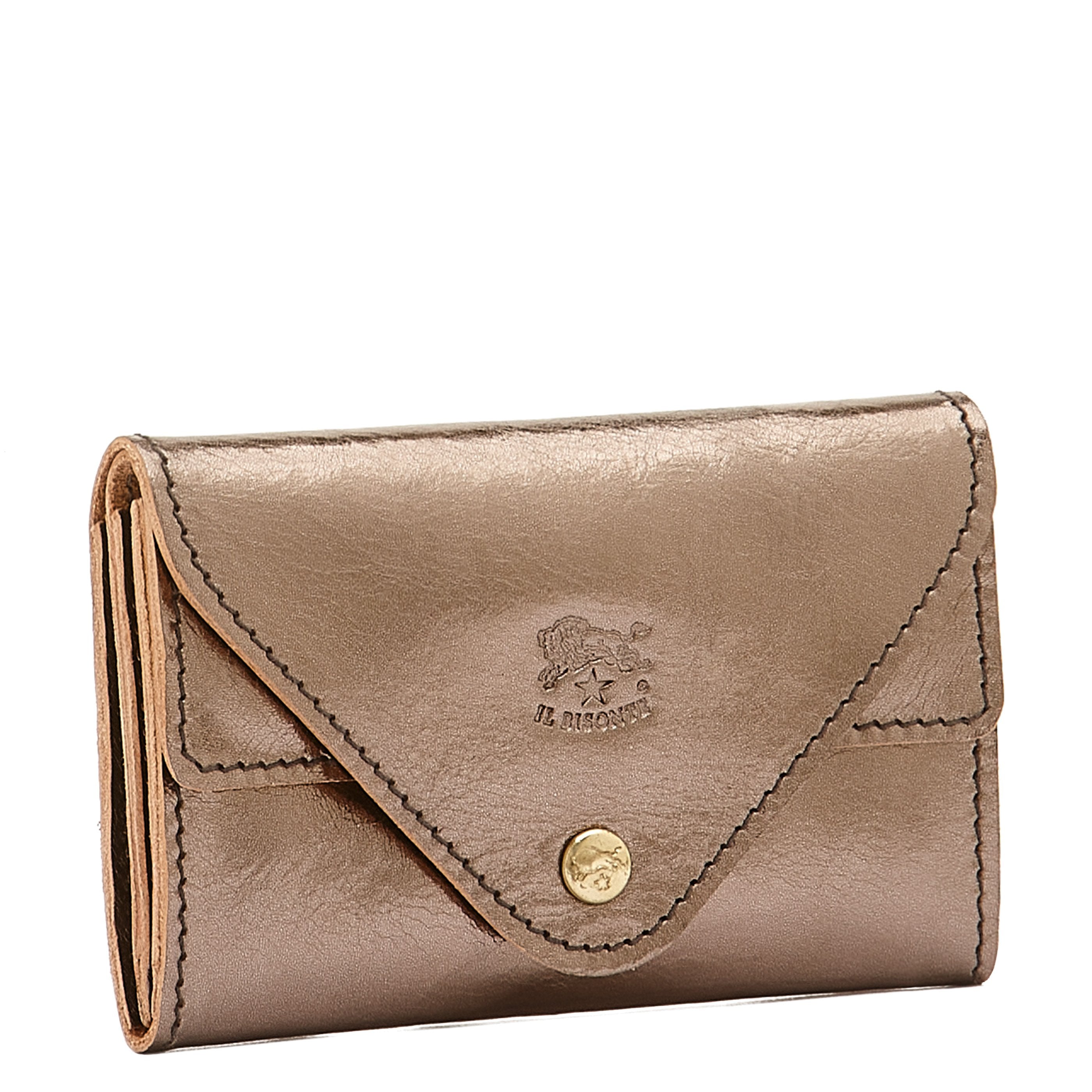 Uffizi | Card case in metallic leather color metallic bronze
