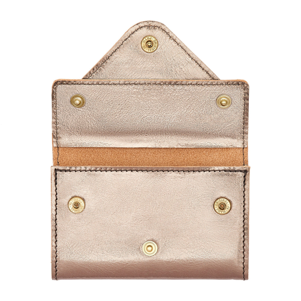 Uffizi | Card case in metallic leather color metallic bronze