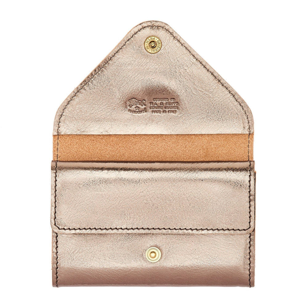 Uffizi | Card case in metallic leather color metallic bronze