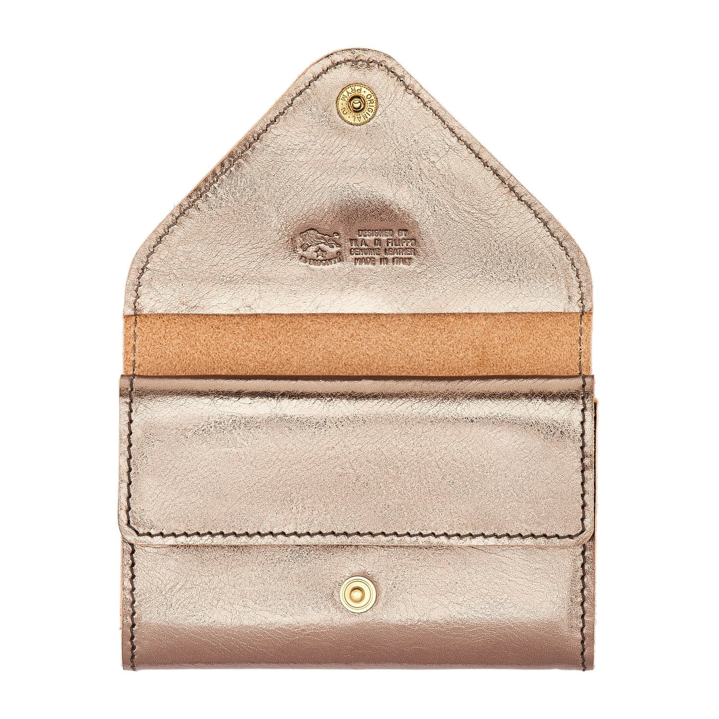 Uffizi | Card case in metallic leather color metallic bronze