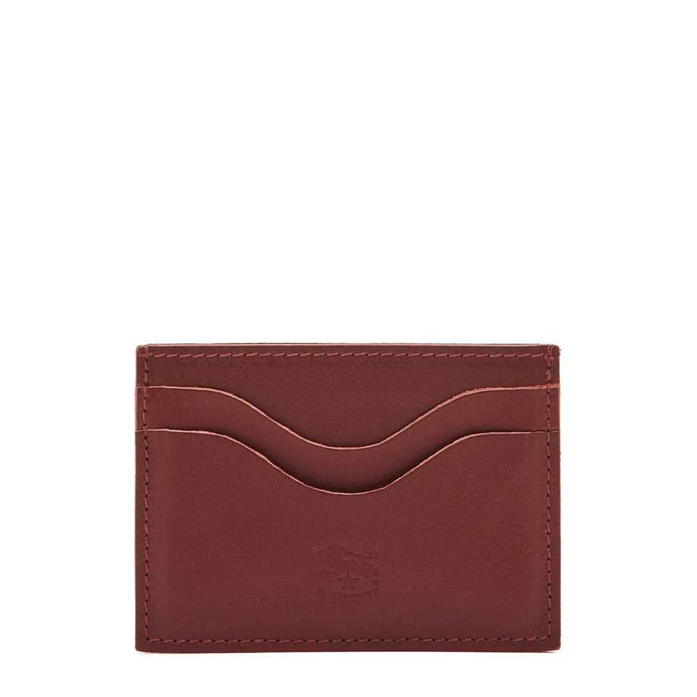 Salina | Card case in leather color black cherry