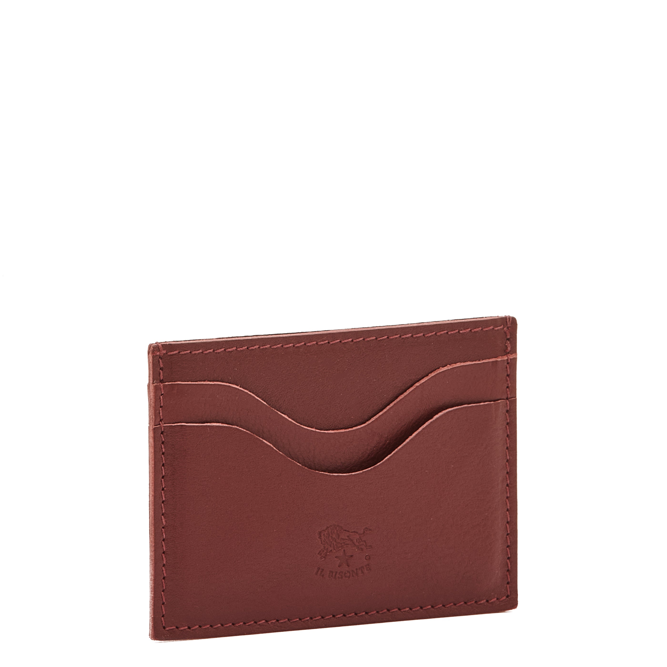 Salina | Card case in leather color black cherry