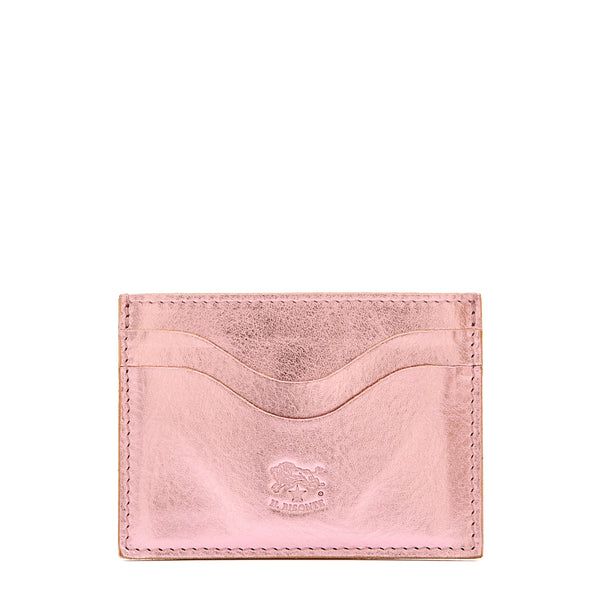 Salina | Porte-cartes en cuir métallisé couleur rose