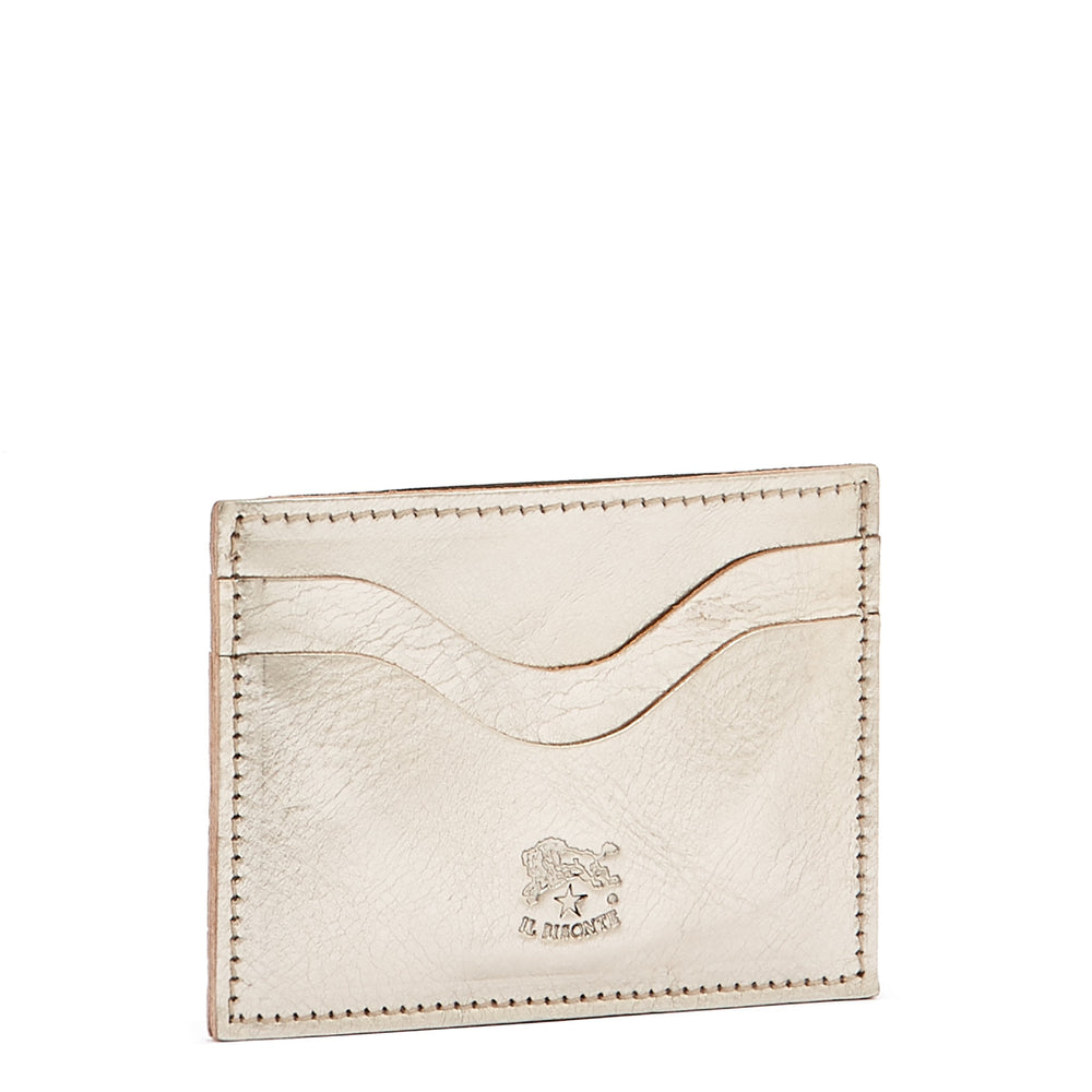 Salina | Porta carte in pelle metallizzata colore platino
