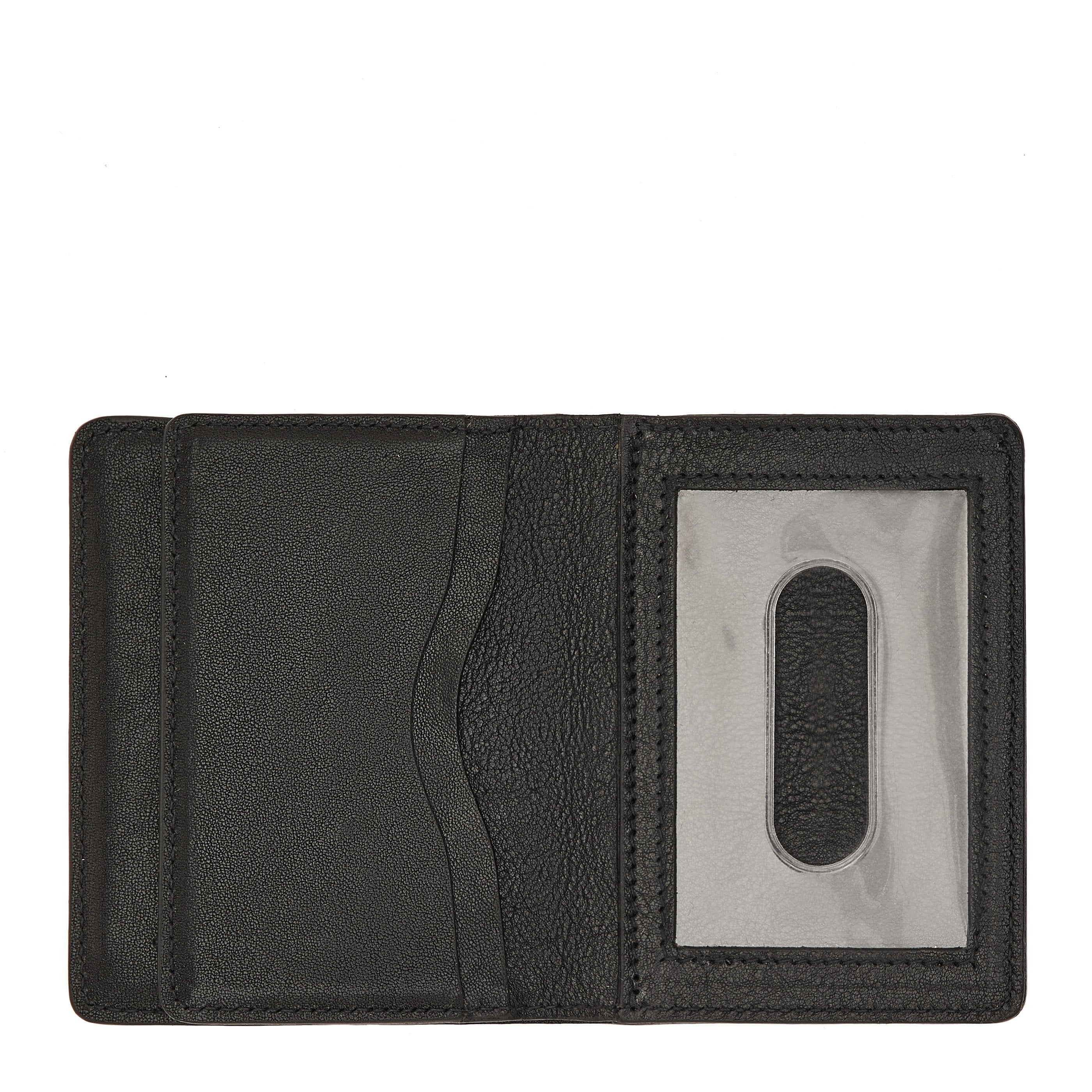 Oriuolo | Men's card case in vintage leather color black
