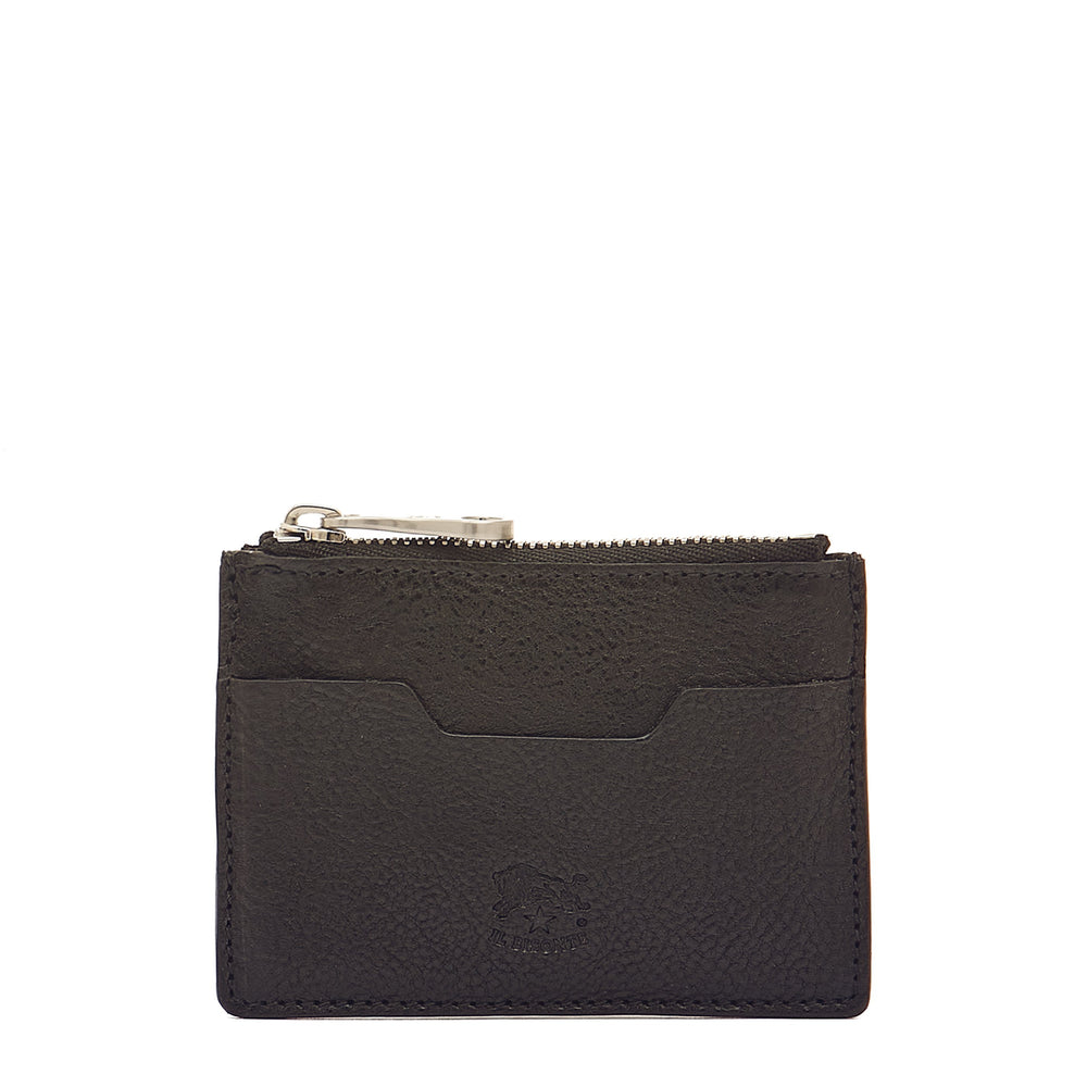 Cestello | Men's card case in vintage leather color black