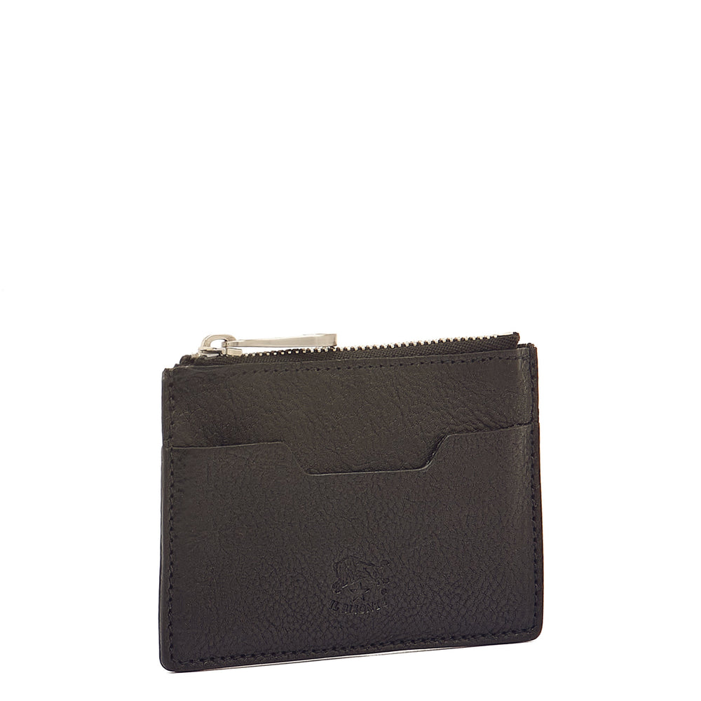 Cestello | Men's card case in vintage leather color black