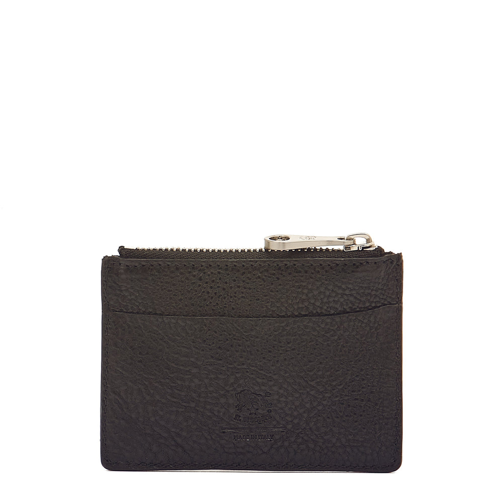 Cestello | Men's card case in vintage leather color black