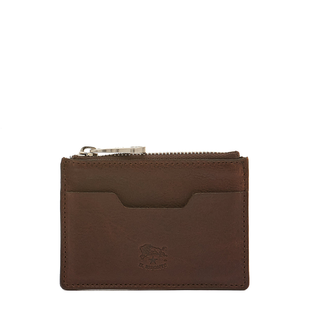 Cestello | Men's card case in vintage leather color coffee