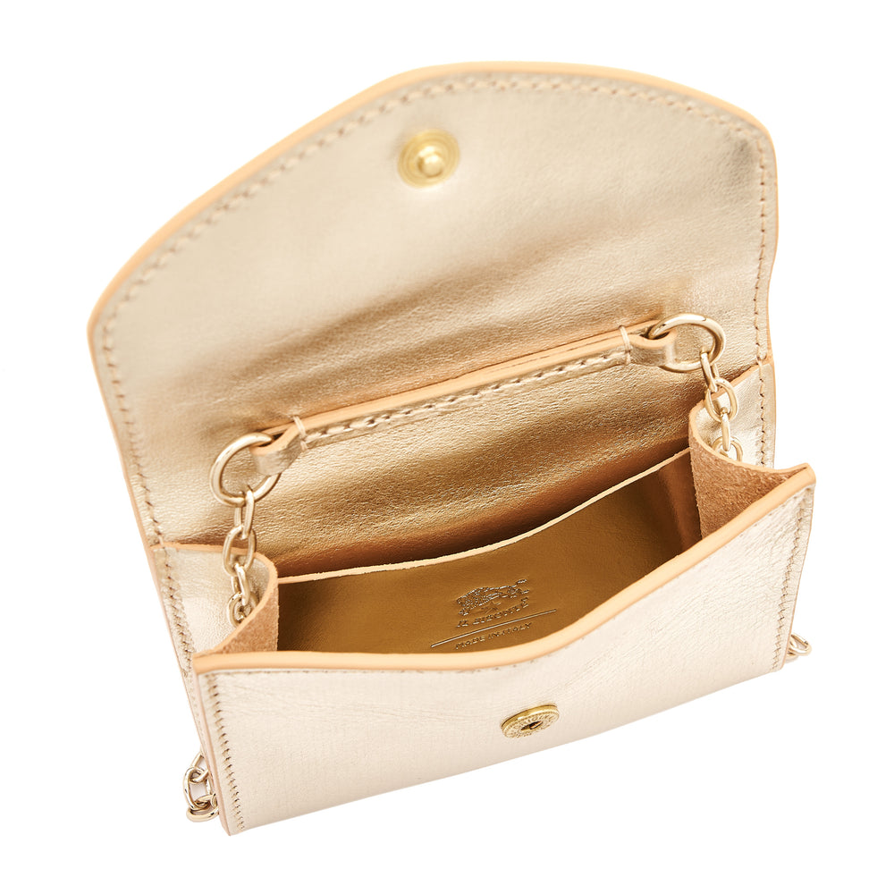 Bigallo | Women's card case in metallic leather color metallic platinum