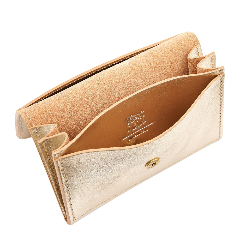 Galileo | Men's card case in metallic leather color metallic platinum