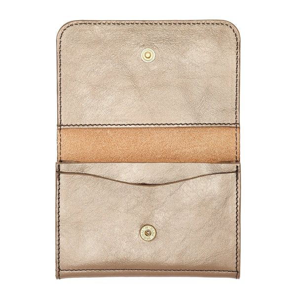 Galileo | Men's card case in metallic leather color metallic bronze