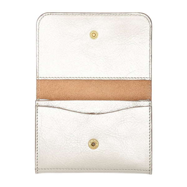 Galileo | Men's card case in metallic leather color metallic silver