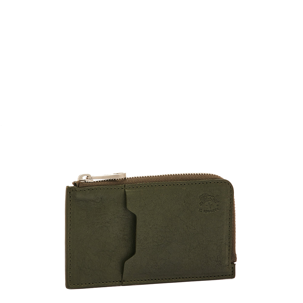 Duccio | Men's card case in vintage leather color forest