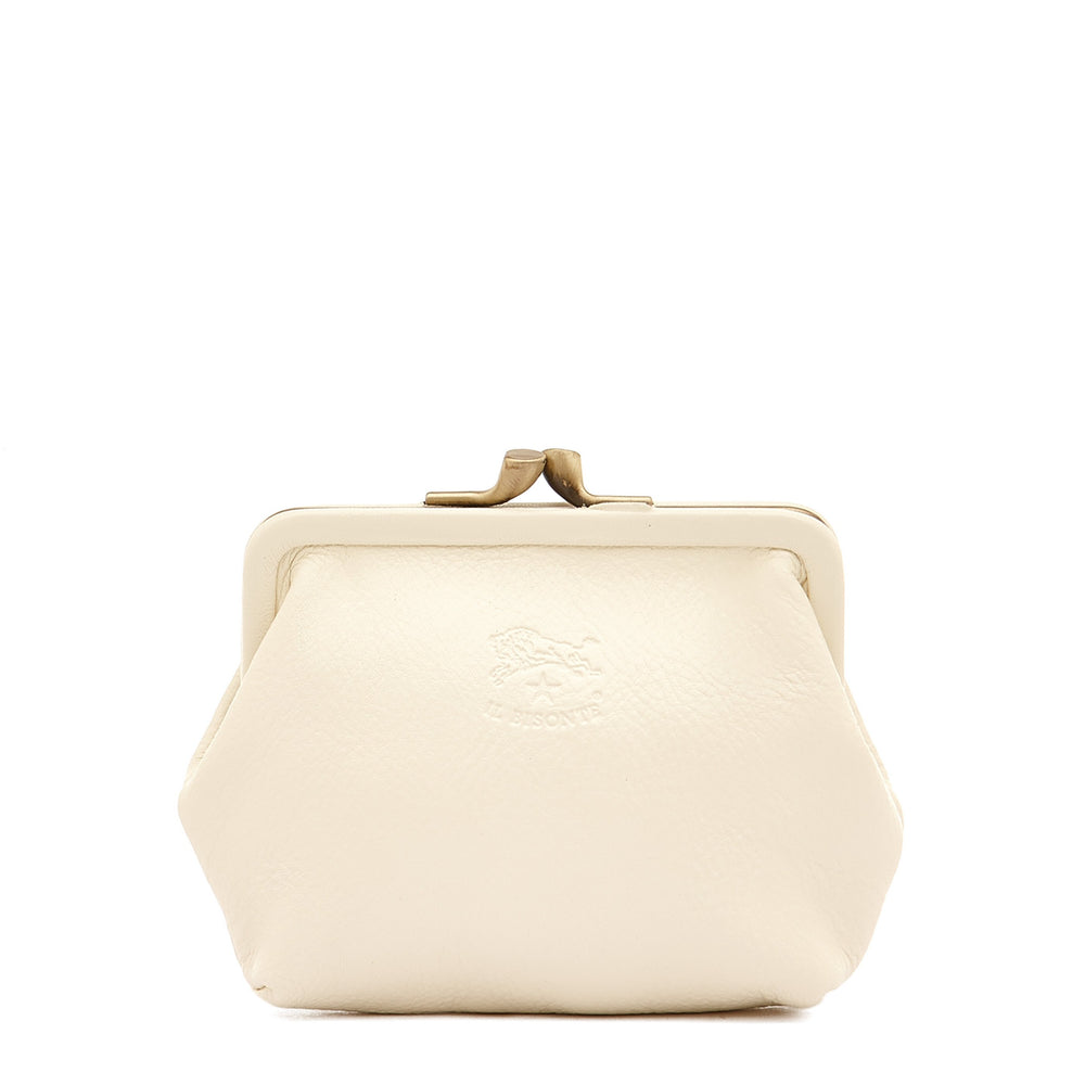 Porta spiccioli da donna in pelle colore latte