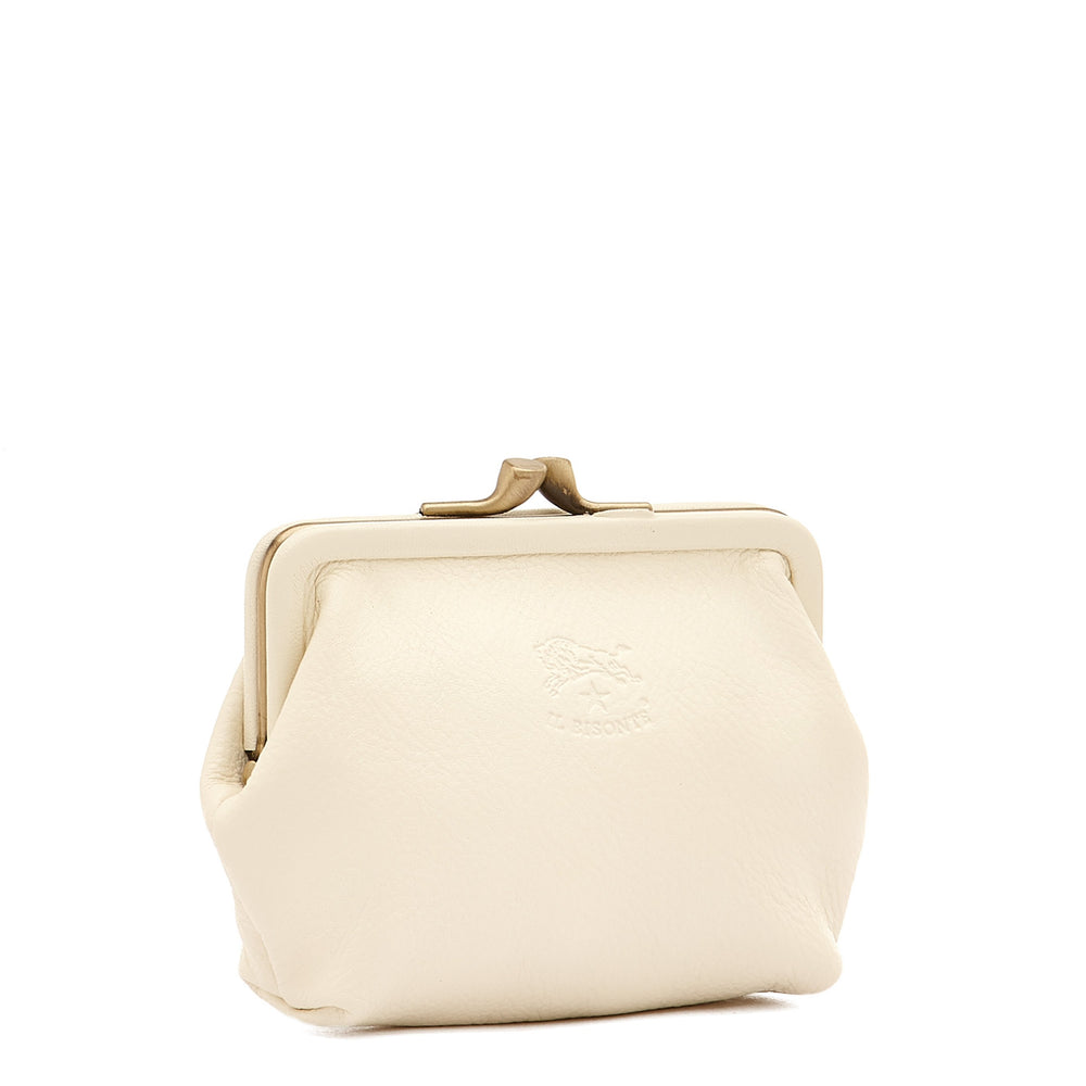 Porta spiccioli da donna in pelle colore latte