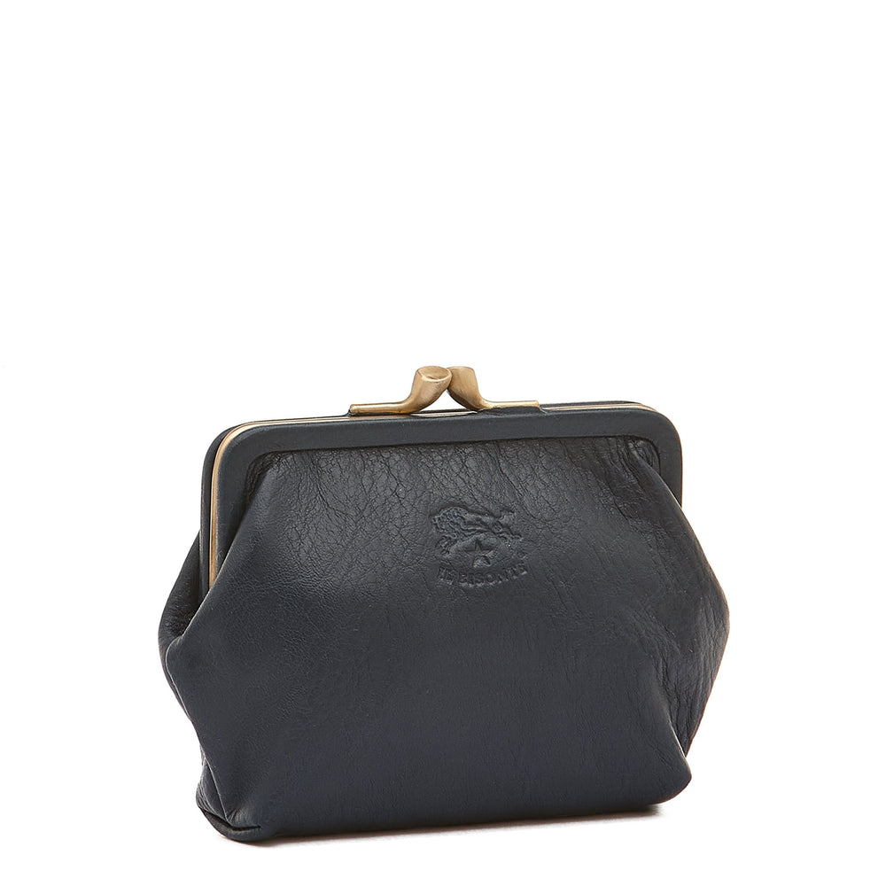 Porta spiccioli da donna in pelle colore blu