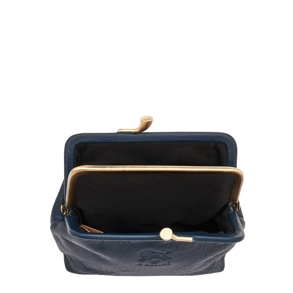 Porta spiccioli da donna in pelle colore blu