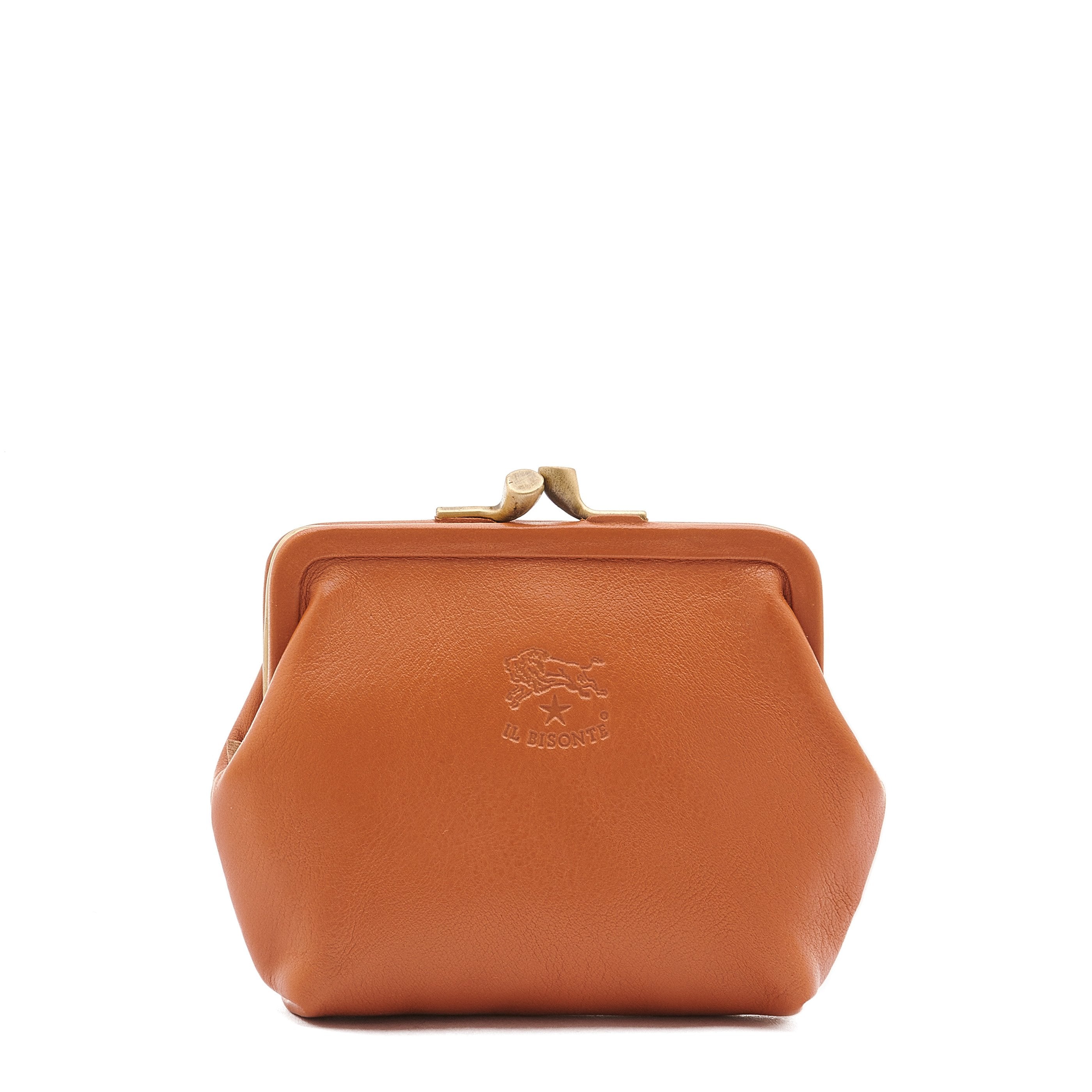 Porte monnaie pour femme en cuir couleur caramel