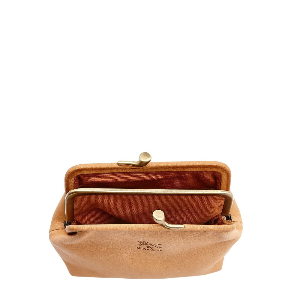 Porta spiccioli da donna in pelle colore naturale