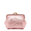 Porta spiccioli da donna in pelle metallizzata colore rosa