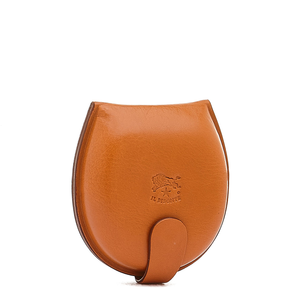 Men's coin purse in leather color caramel