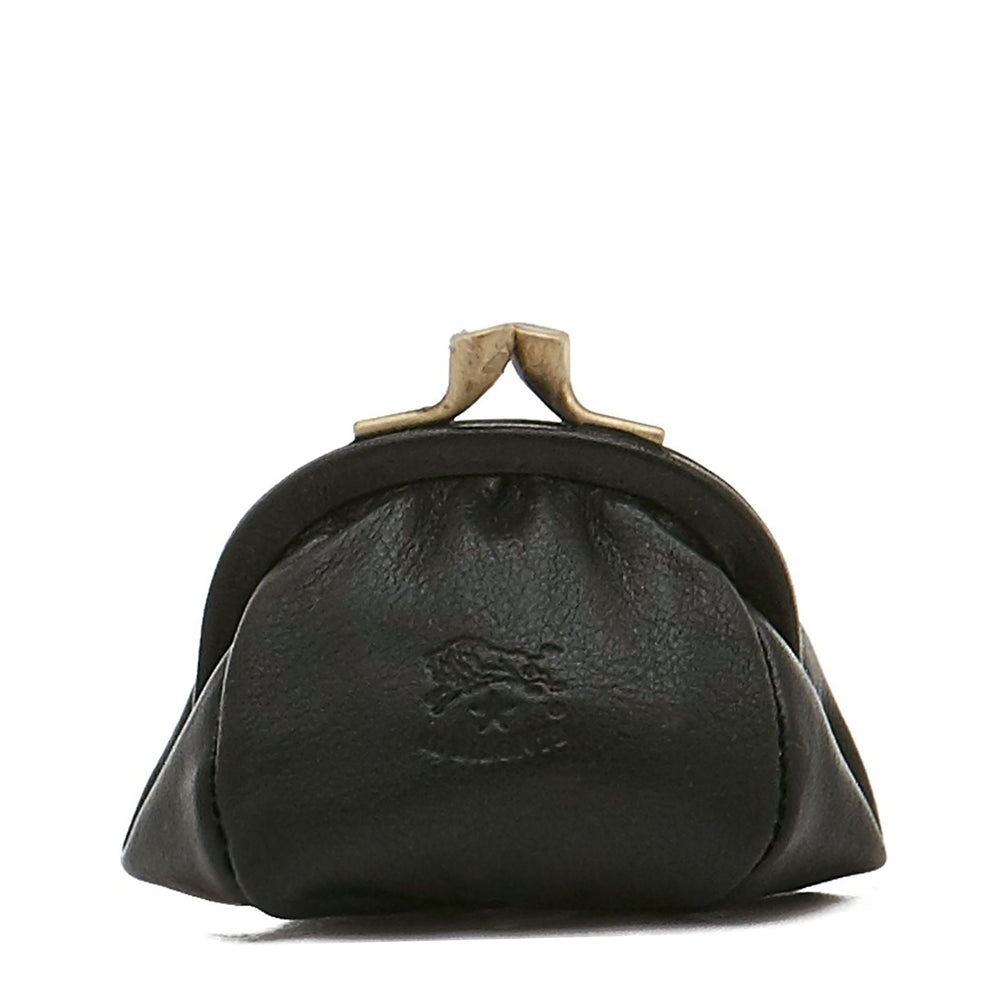 Women's coin purse in calf leather color black