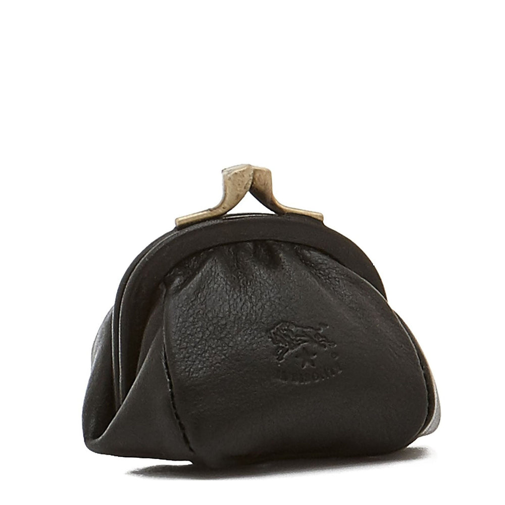 Women's coin purse in calf leather color black