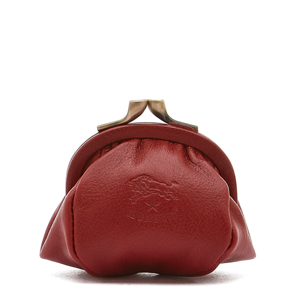 Women's Coin Purse in Calf Leather color Red