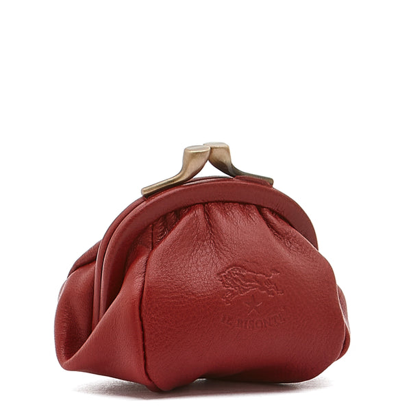 Women's Coin Purse in Calf Leather color Red