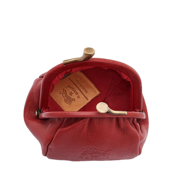 Women's Coin Purse in Calf Leather color Red