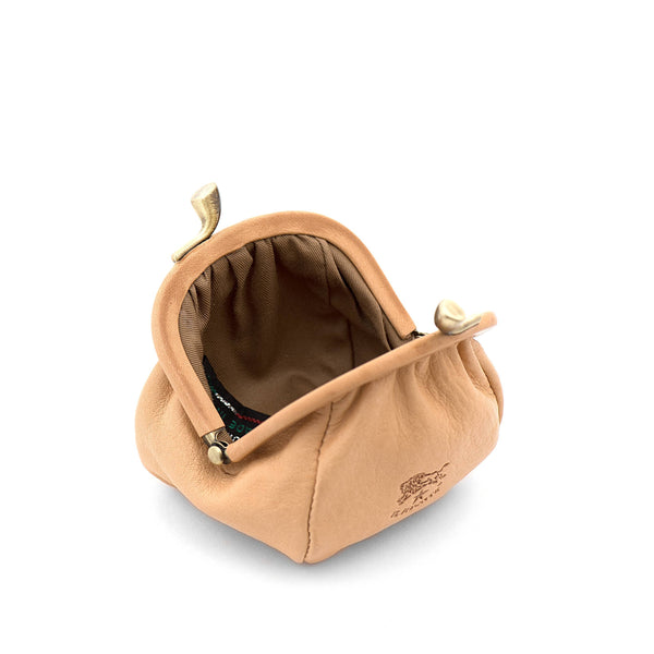Porte monnaie pour femme en cuir couleur naturel