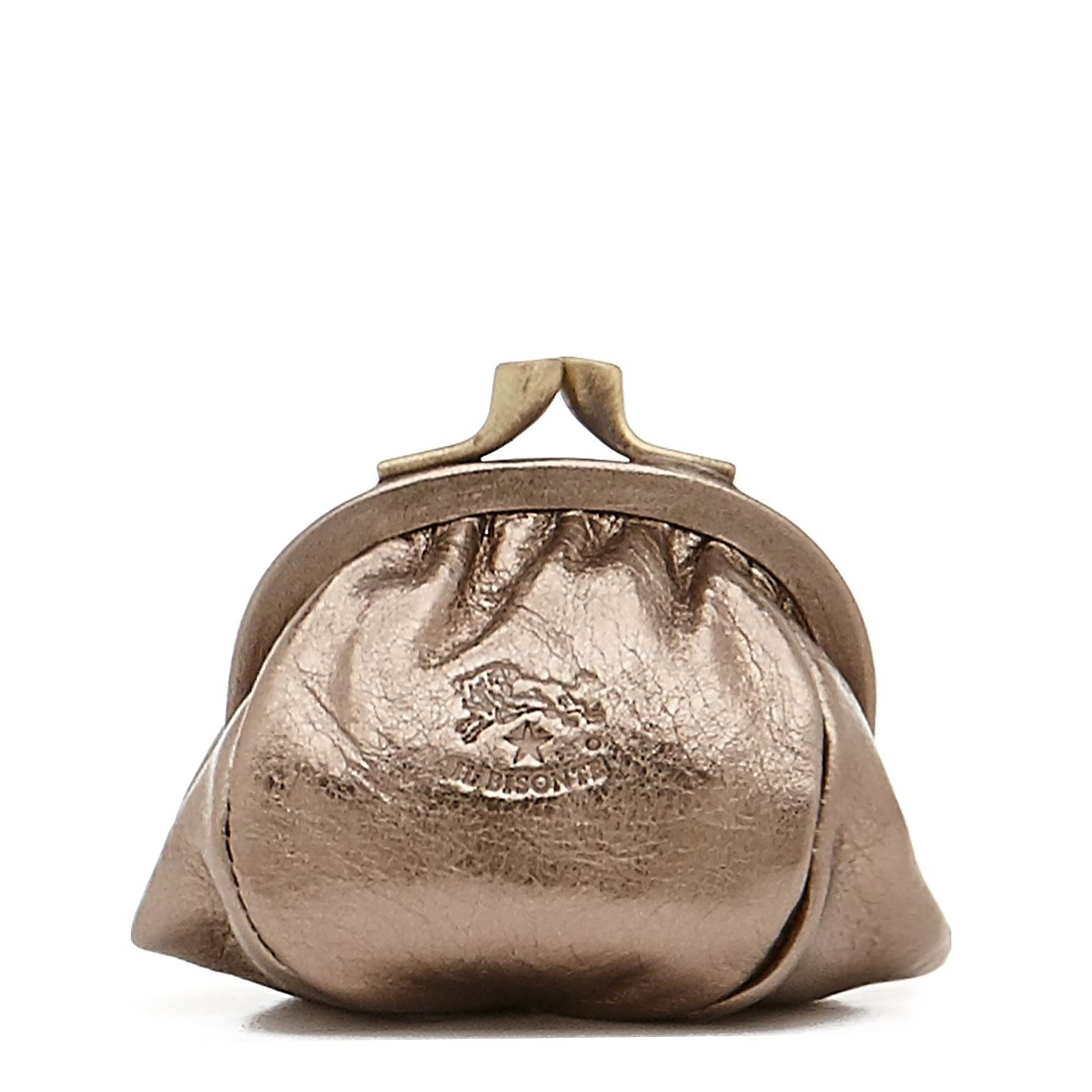 Women's coin purse in metallic leather color metallic bronze