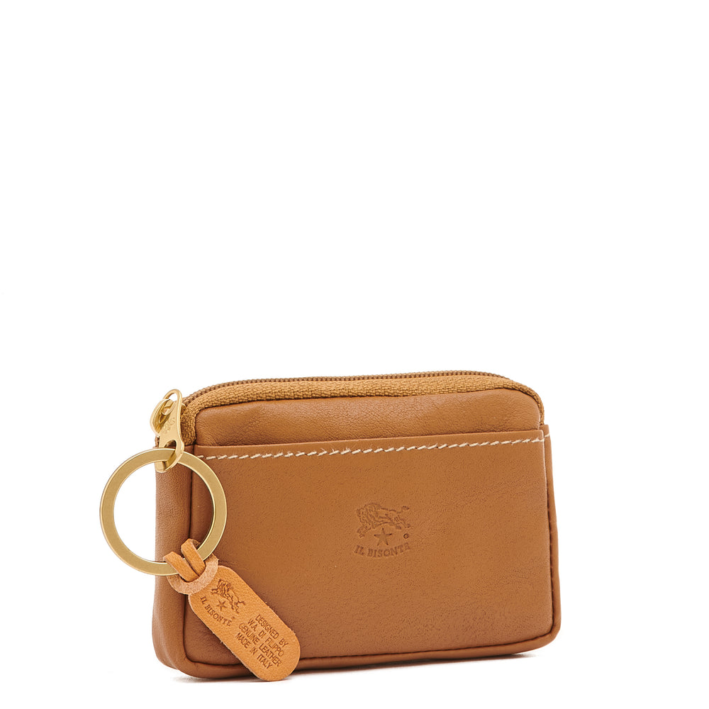 Coin purse in leather color gianduja