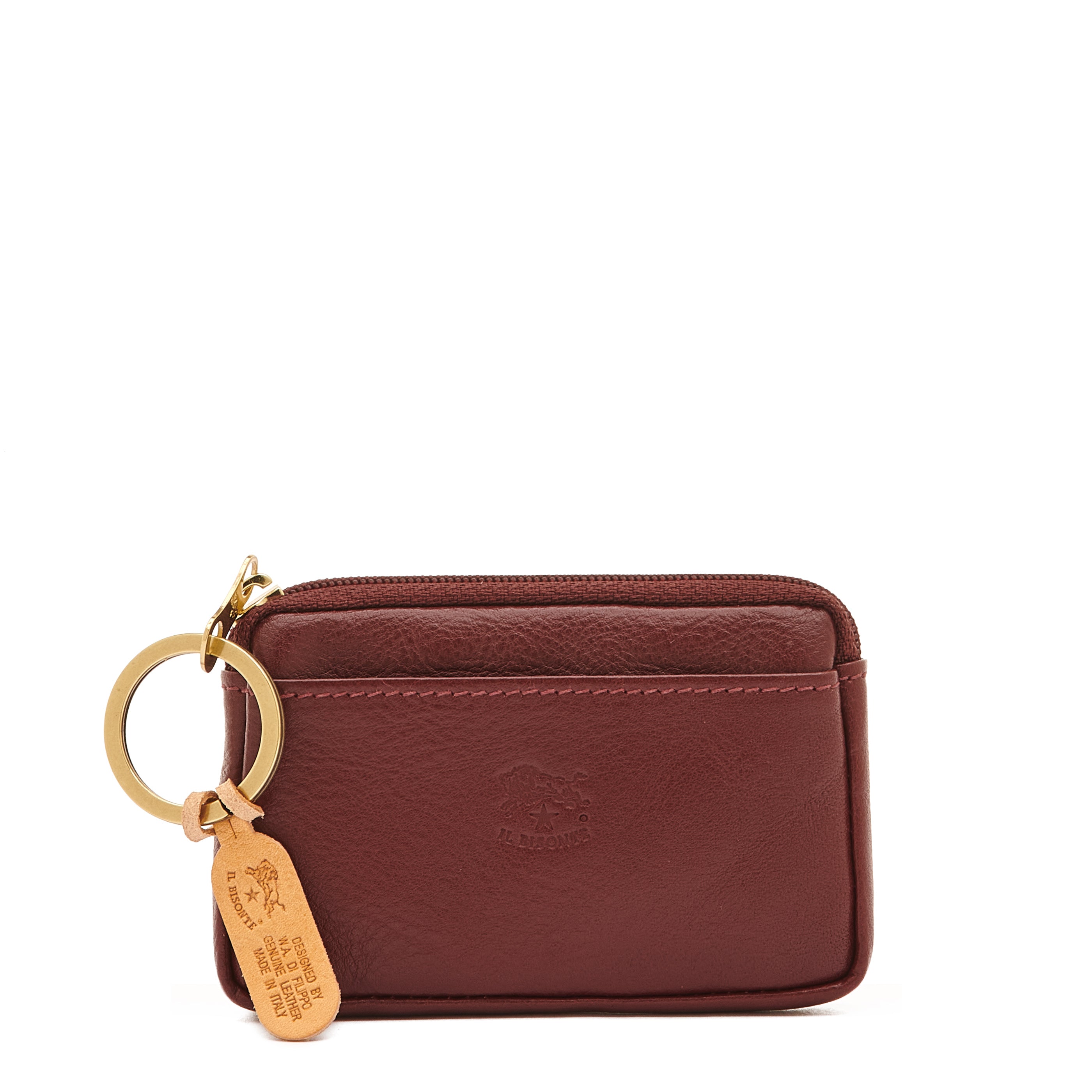 Porte monnaie en cuir couleur cerise noire