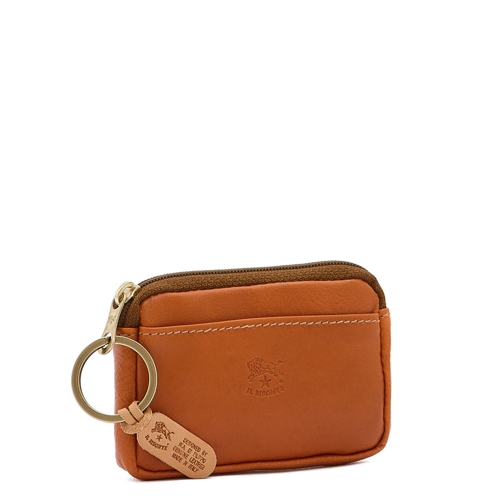 Coin purse in calf leather color caramel