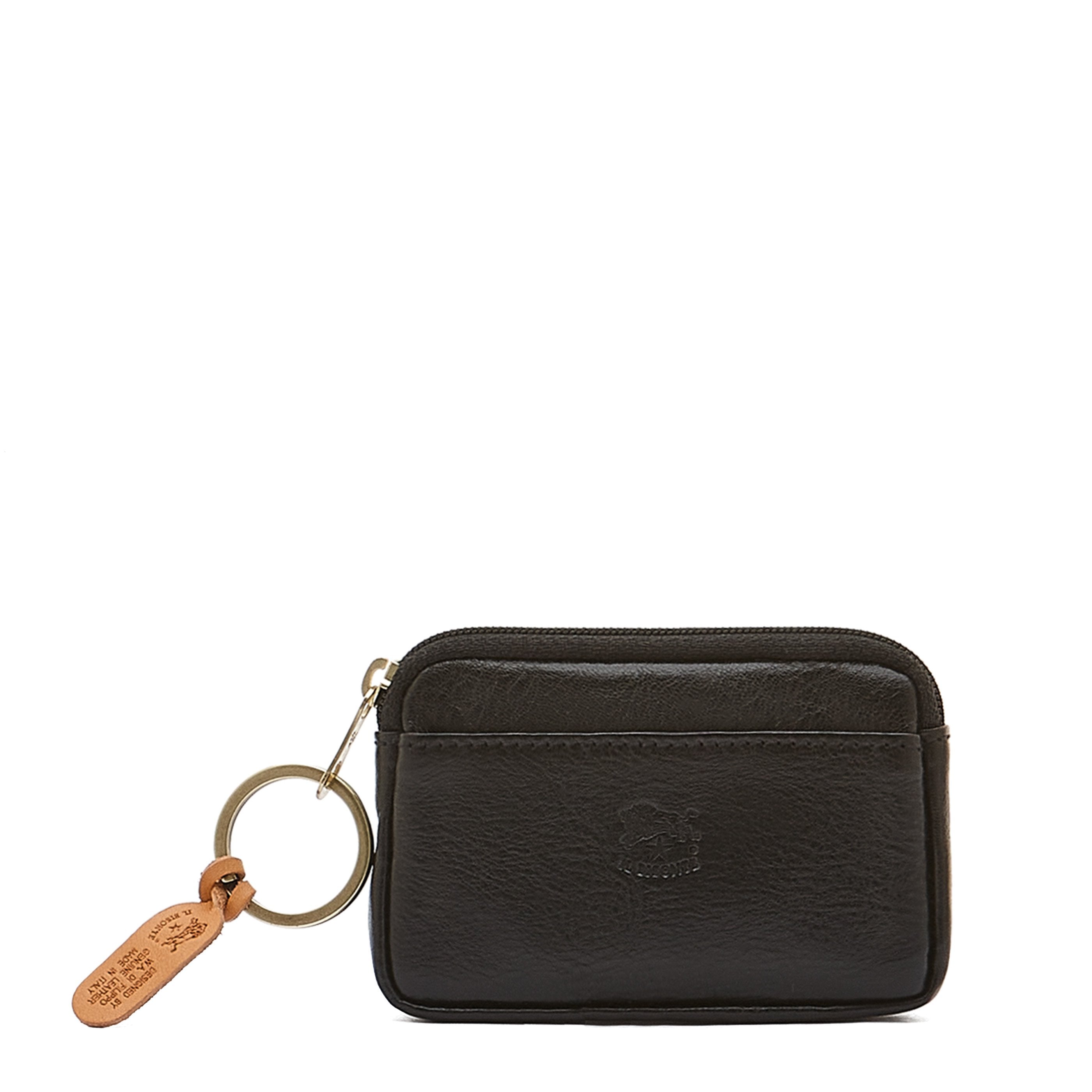 Coin purse in leather color black
