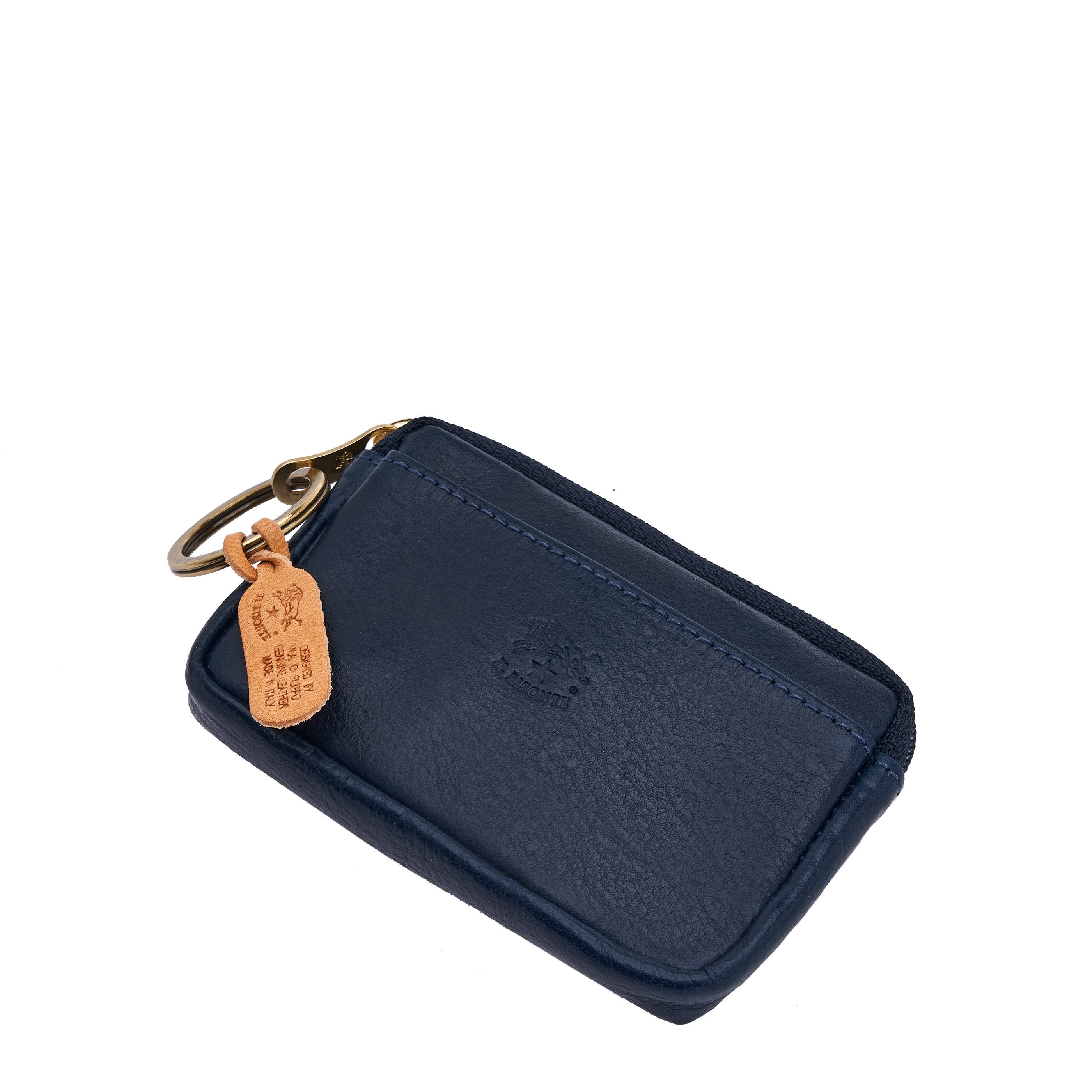 Coin purse in leather color blue