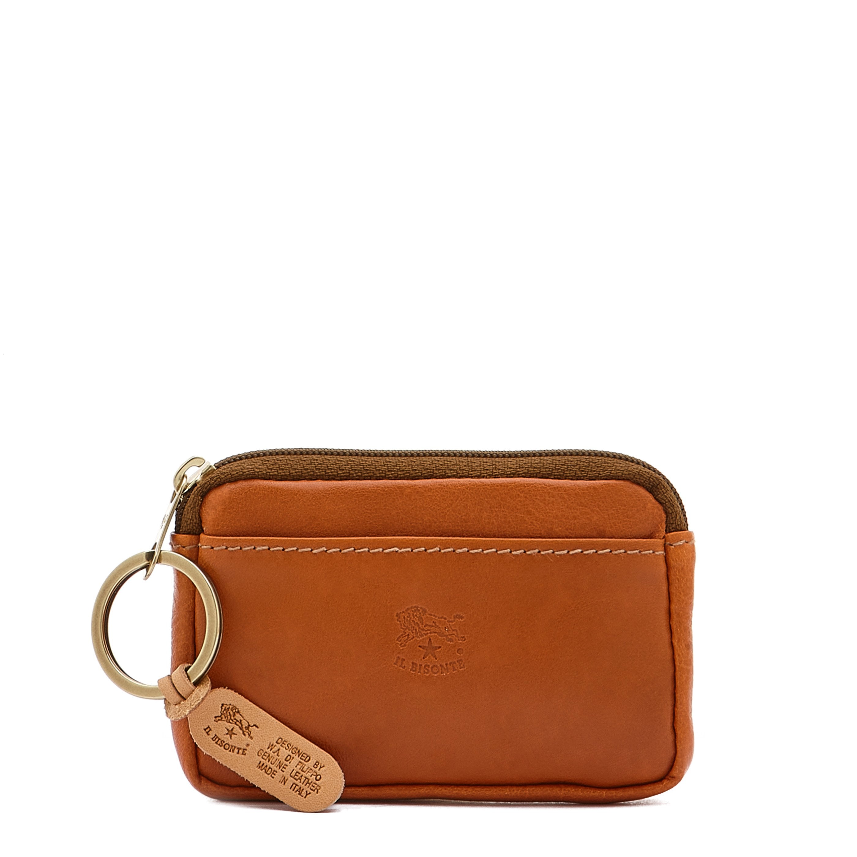Porte monnaie en cuir couleur caramel