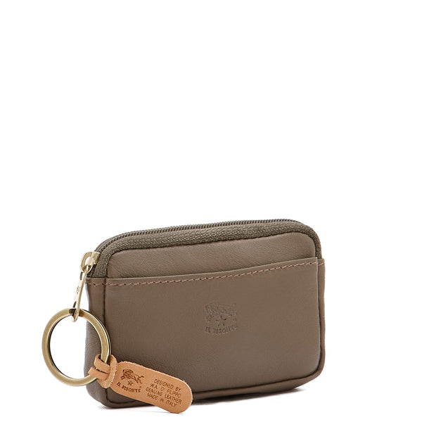 Coin purse in leather color light grey