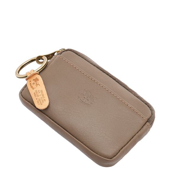 Coin purse in leather color light grey