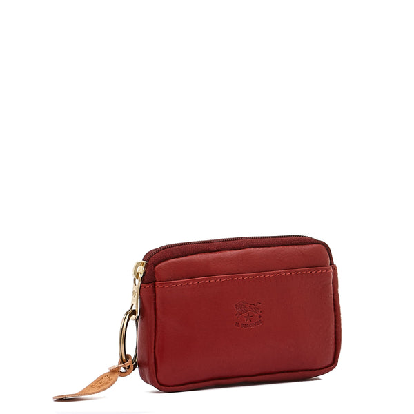 Coin purse in leather color red