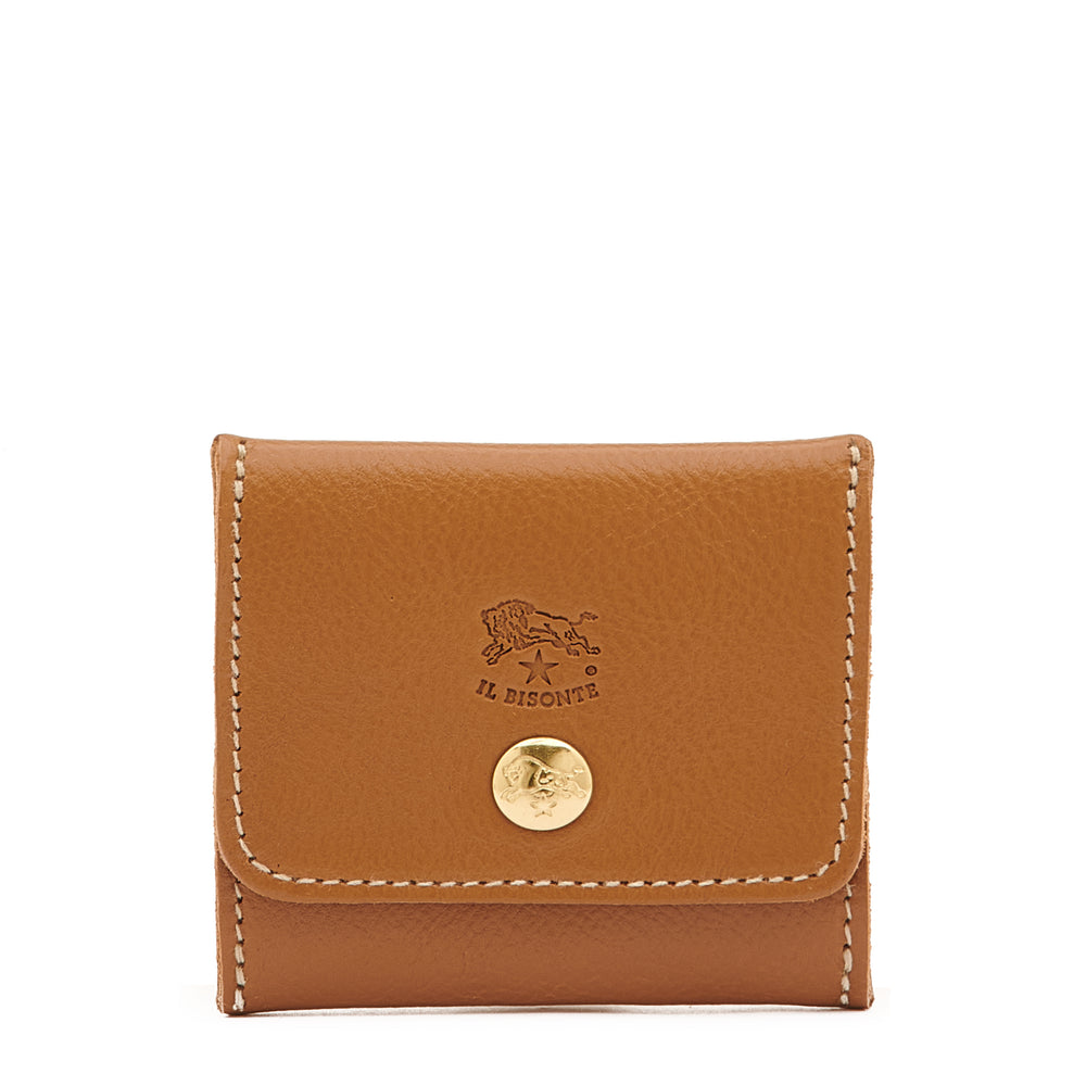 Coin purse in leather color gianduja