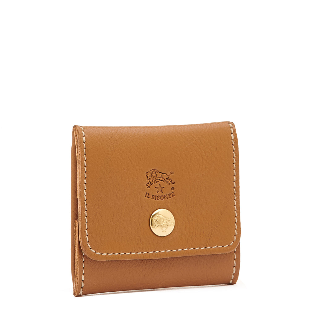 Coin purse in leather color gianduja