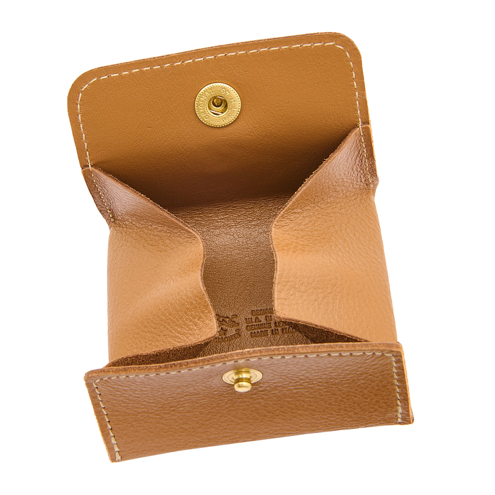 Coin purse in leather color gianduja