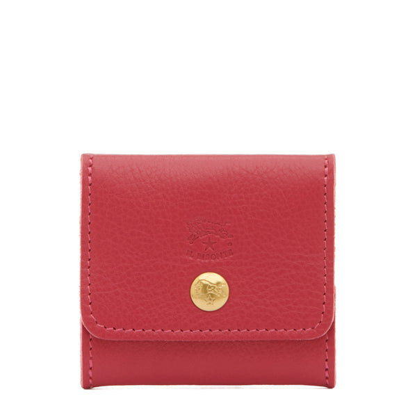 Coin purse in leather color cherry
