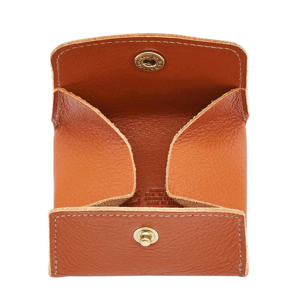 Coin purse in calf leather color caramel