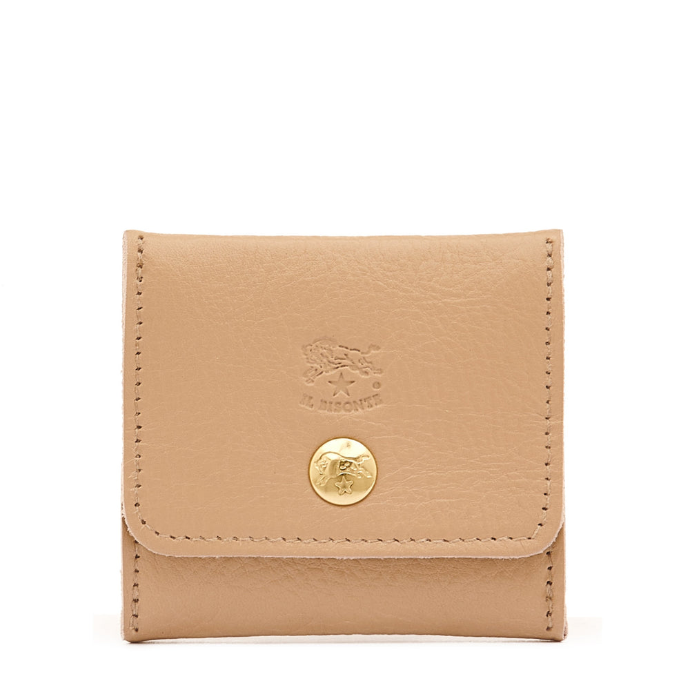 Porte monnaie en cuir couleur cafè au lait