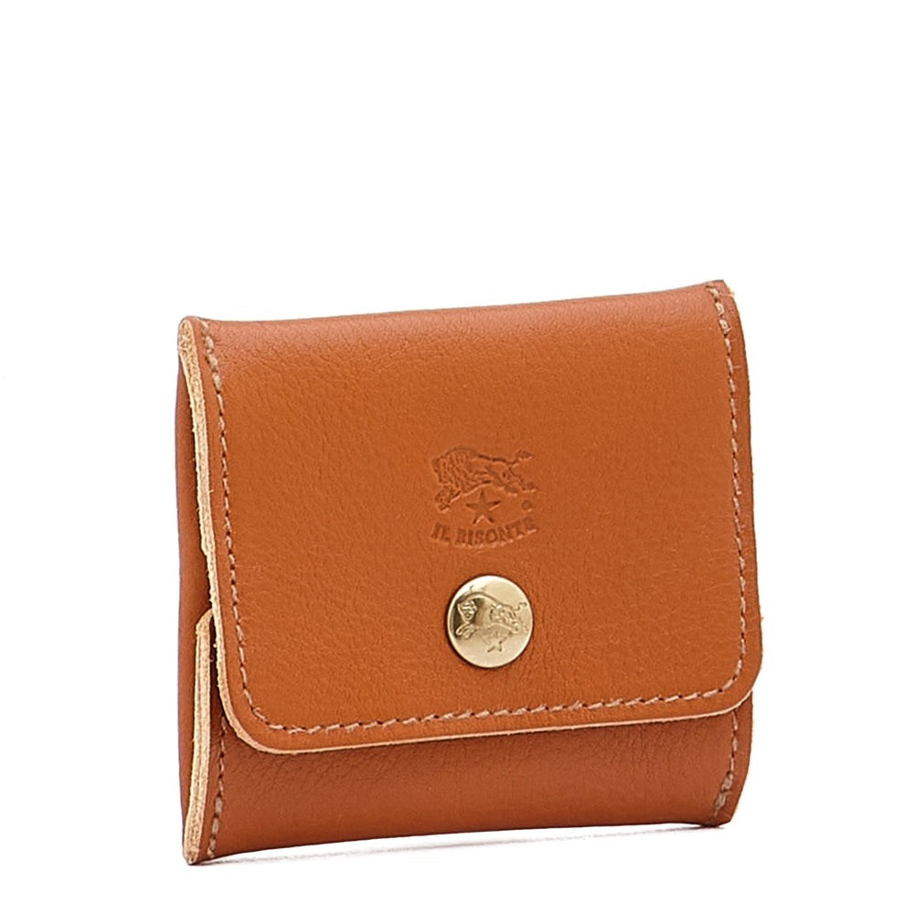 Coin purse in leather color caramel